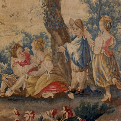 Tapisserie Aubusson Fin XVIII Les Oiseleurs VENDUE