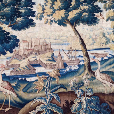 Tapisserie Aubusson Verdure d'époque Louis XV