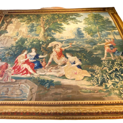 Tapisserie Bruxelles d'époque  Louis XV Le repas champêtre 