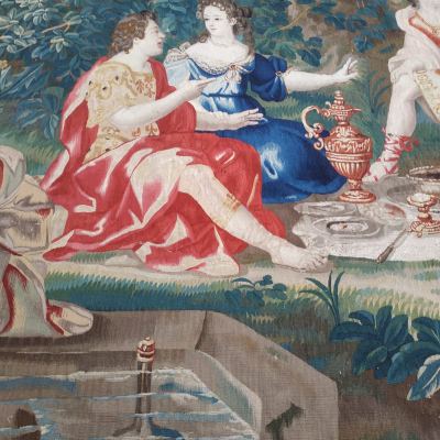 Tapisserie Bruxelles d'époque  Louis XV Le repas champêtre 