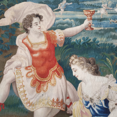 Tapisserie Bruxelles d'époque  Louis XV Le repas champêtre 