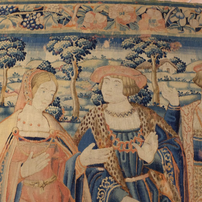 Tapisserie Flandres Scène de cours VENDUE 