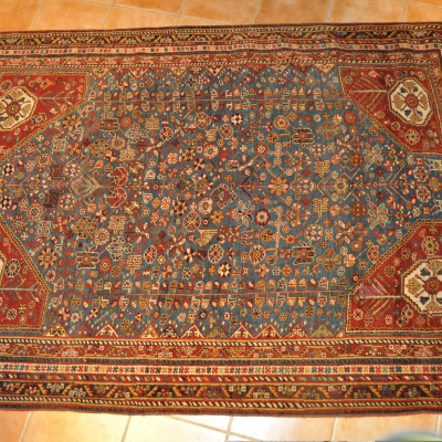 Restauration tapis ancien Avant / Apr